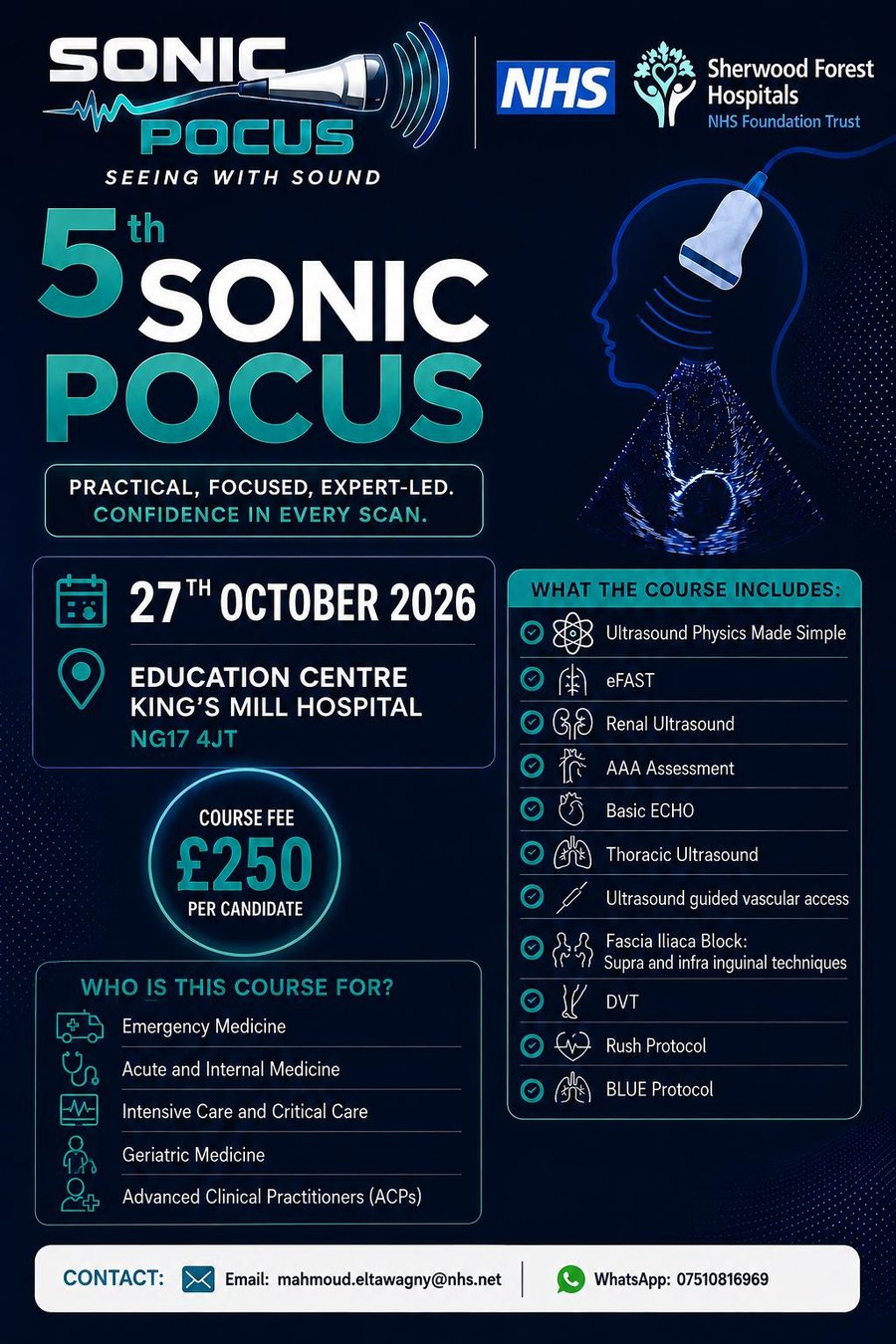 5th SONIC POCUS course poster — 27 October 2026