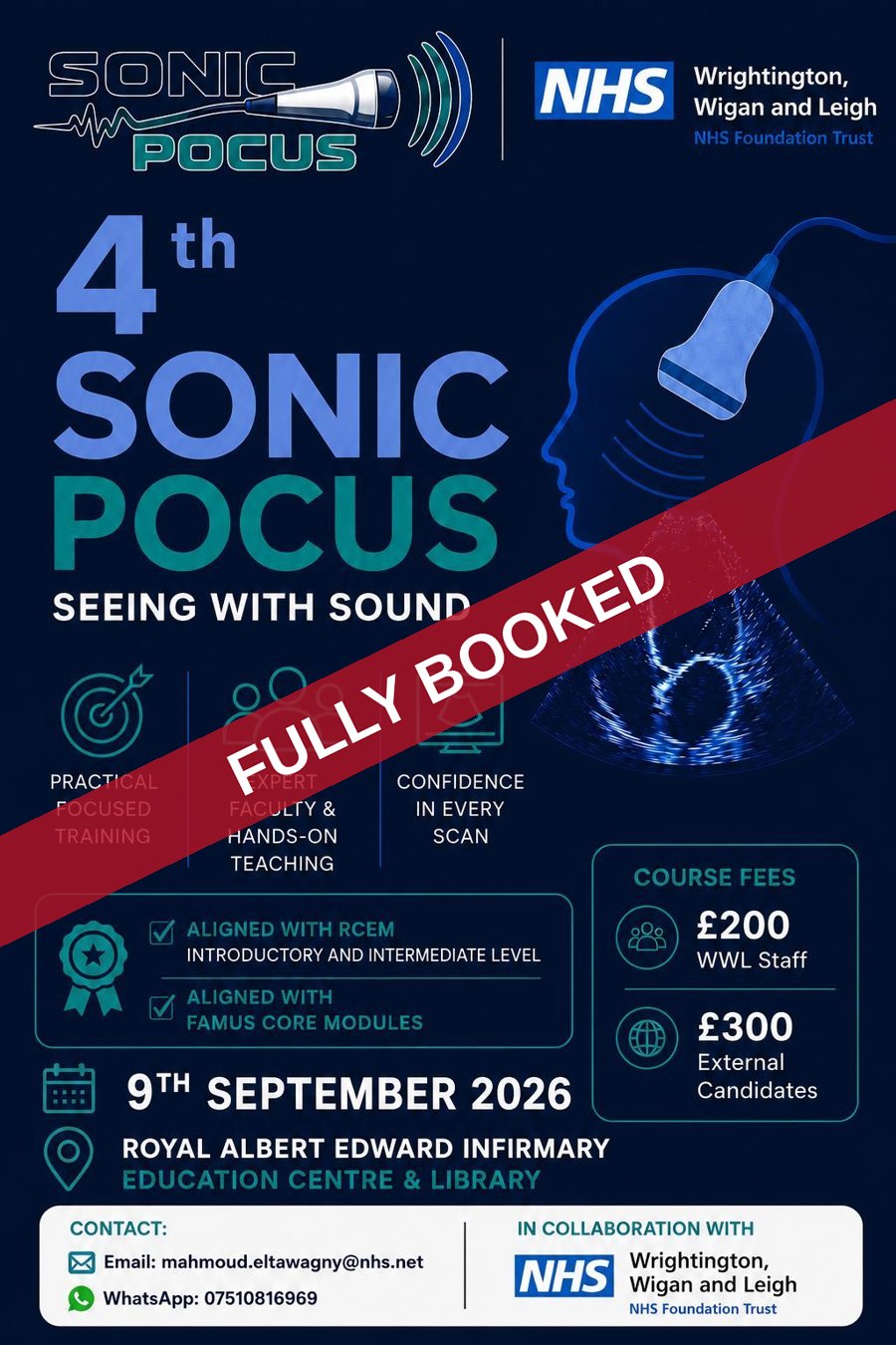 4th SONIC POCUS course poster — fully booked